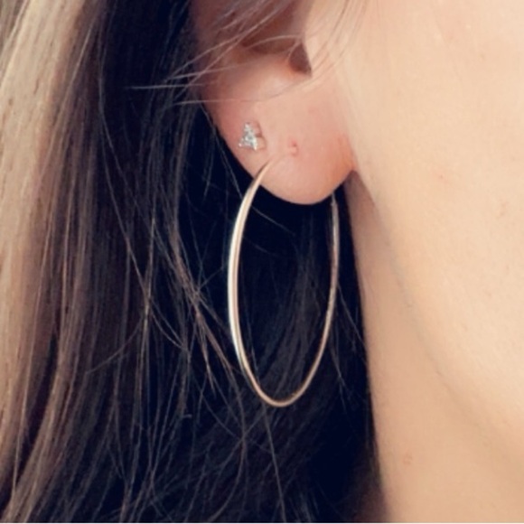 Sterling Silver Endless Hoop Earrings 40mm - Picture 4 of 10